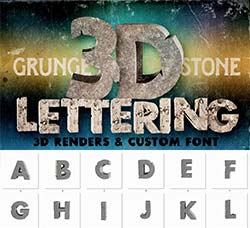 极品3D立体英文字体(石纹效果)：Stone - 3D Lettering + Font